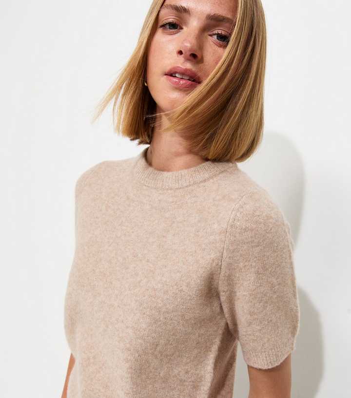 Light Mink Short Sleeve Midweight Knit T-Shirt