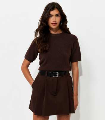 Dark Brown Short Sleeve Midweight Knit T-Shirt