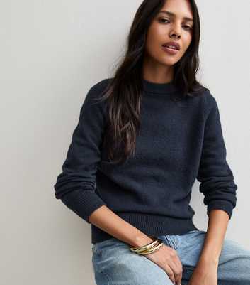Navy Knitted Crew Neck Jumper