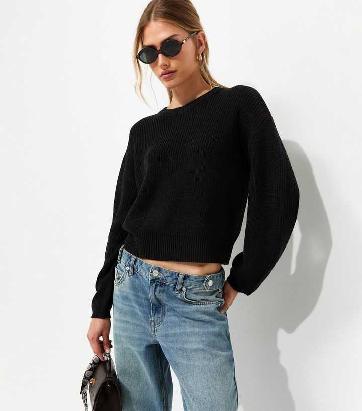 Black Ribbed Knit Jumper