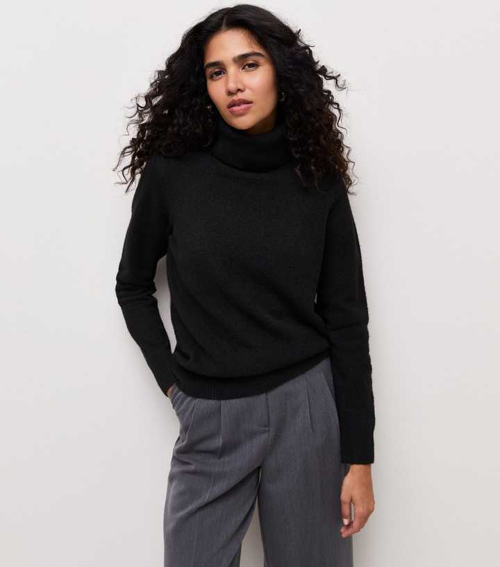 Black Knit Roll Neck Jumper