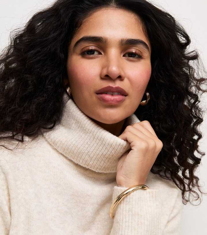Oatmeal Knit Roll Neck Jumper