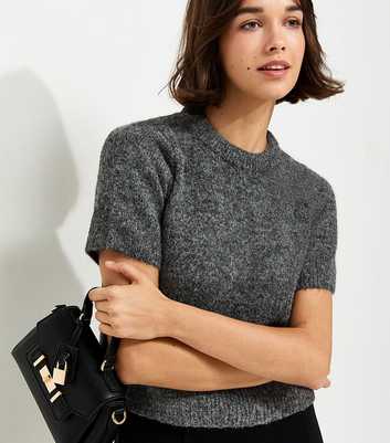Dark Grey Brushed Knit T-Shirt
