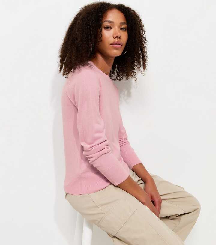 Light Pink Knitted Round Neck Jumper