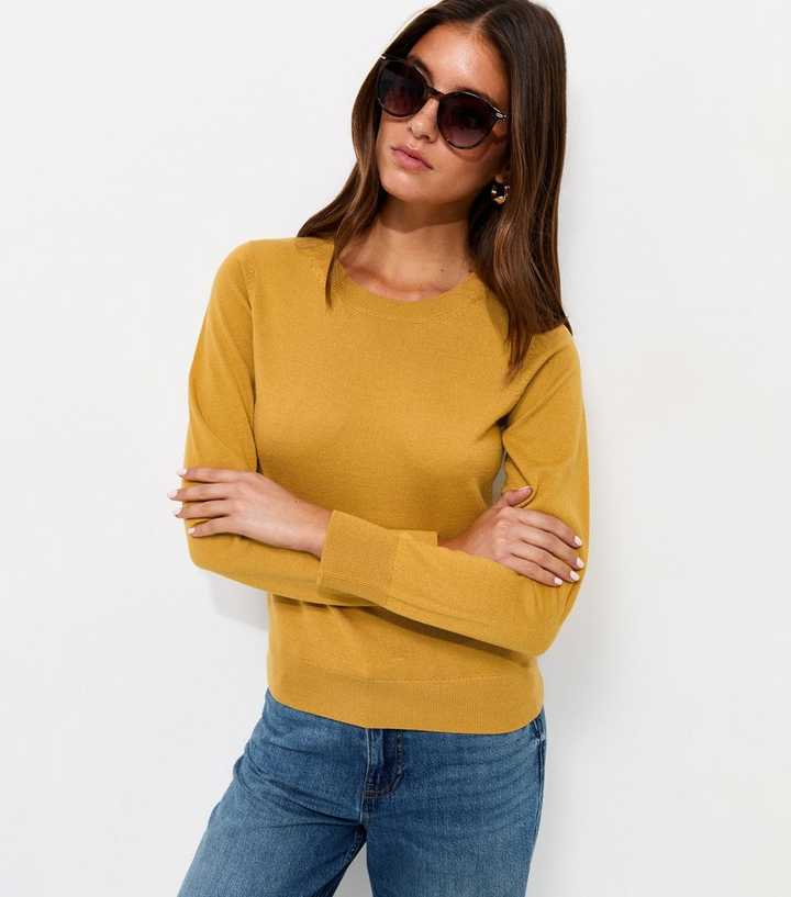 Dark Yellow Knitted Round Neck Jumper