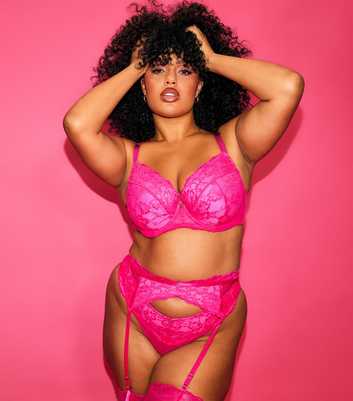 Ann Summers Dark Pink Lace Padded Plunge Bra
