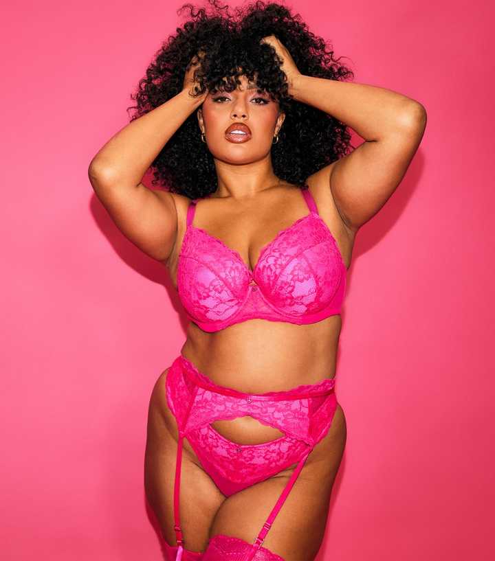 Ann Summers Dark Pink Lace Padded Plunge Bra