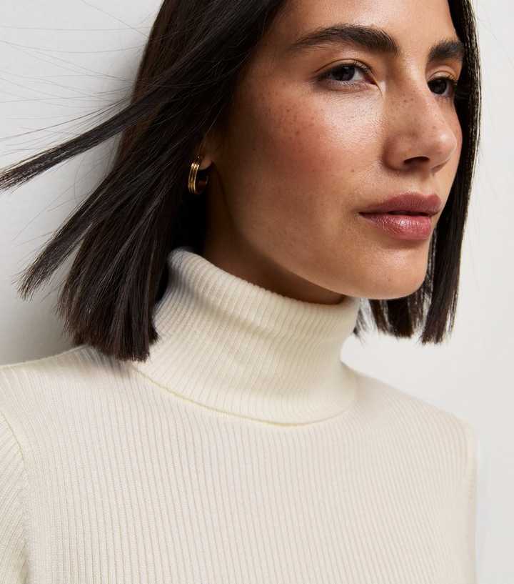 Off White Lightweight Knit Roll Neck Jumper