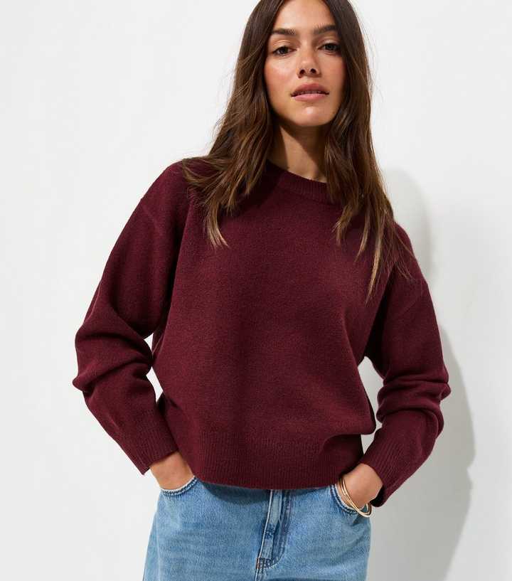 Petite Dark Burgundy Midweight Crew Neck Jumper