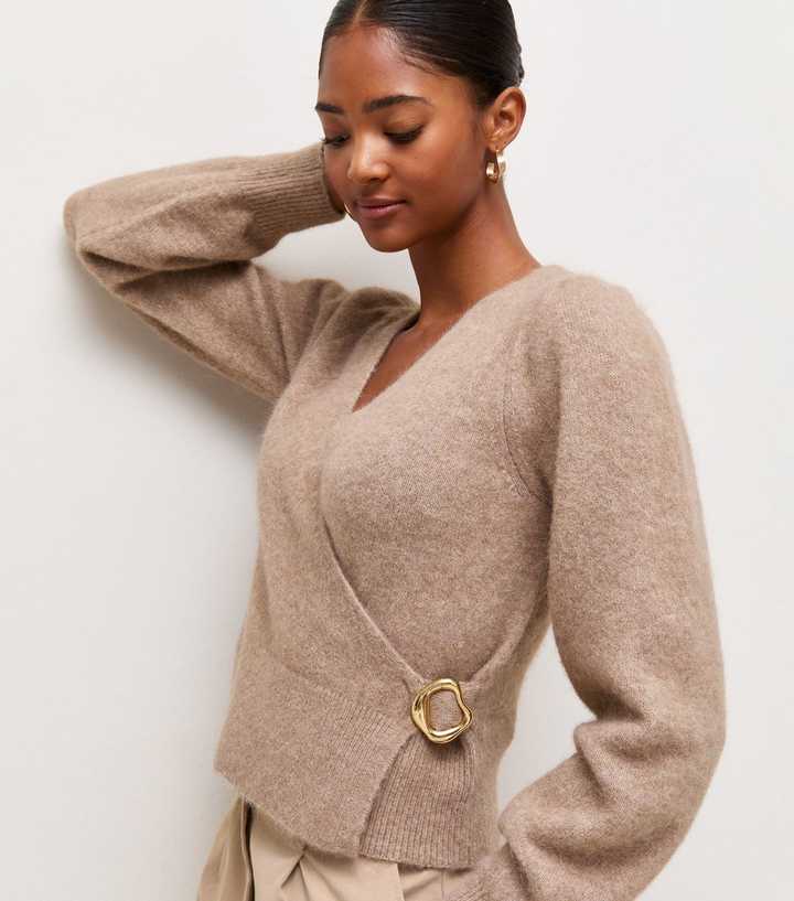 Mink With Wool Knitted Buckle Wrap Jumper