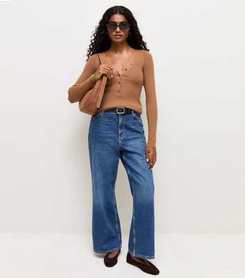 Petite Stone Lightweight Ribbed Henley V-Neck Top