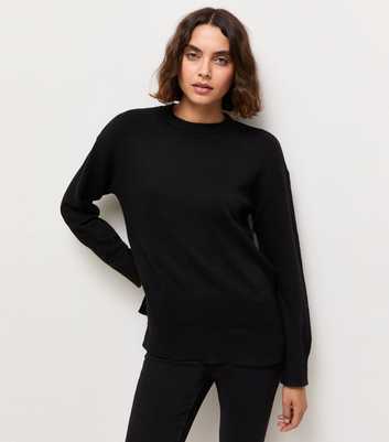 Tall Black Crew Neck Knitted Jumper