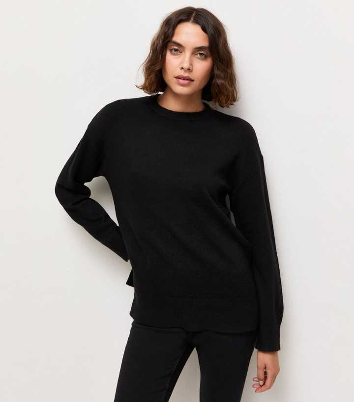 Tall Black Crew Neck Knitted Jumper