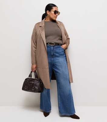 Curves Dark Mink Side Slit Knitted Jumper