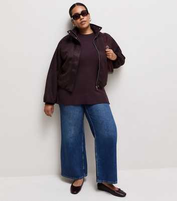 Curves Dark Purple Side Slit Knitted Jumper