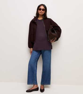 Maternity Dark Purple Knitted Side Split Jumper