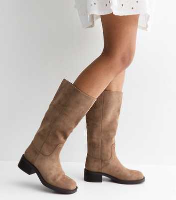 Mink Faux Suede Pull On Boots