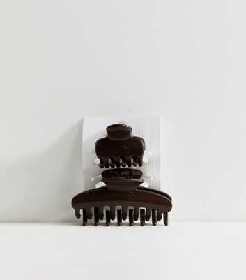 Dark Brown Pack Of 2 Hair Claw Clips