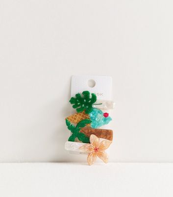 Pack of 4 Multi Colour Tropical Slide Hair Clips