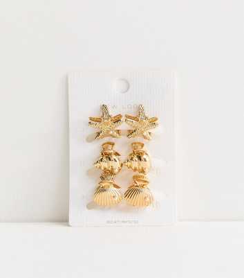 Gold Tone Pack of 6 Coastal Hair Clips