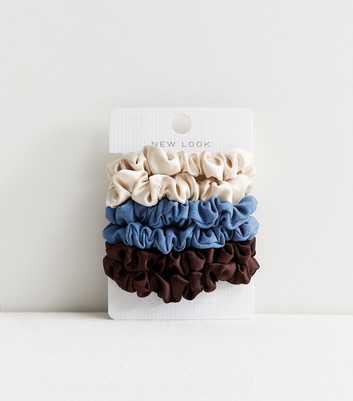 Pack of 6 Blue Mini Satin and Denim Scrunchies