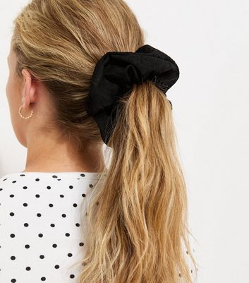 Black Broderie Anglaise Oversized Scrunchie