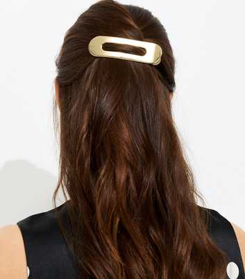 Gold tone Metal Oval Long Slide Hair Clip