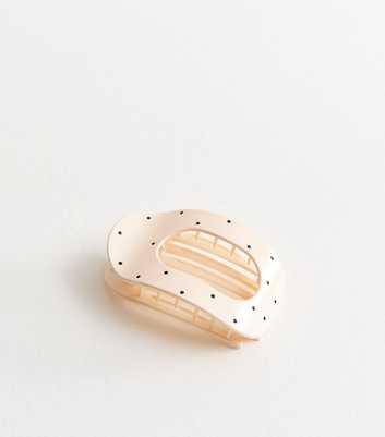 Cream Polka Dot Oval Slide Hair Clip