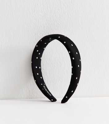 Black Satin Polka Dot Padded Headband