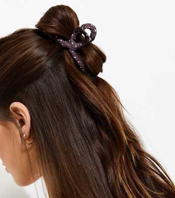 Brown Polka Dot Knot Top Hair Claw Clip