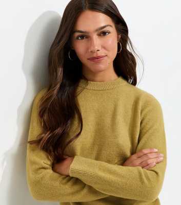 Petite Light Green Set In Sleeve Crew Neck Knitted Jumper