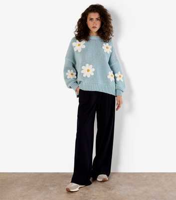 Apricot Blue Daisy Embroidered Jumper