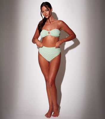 South Beach Green Textured Bandeau Bikini Top