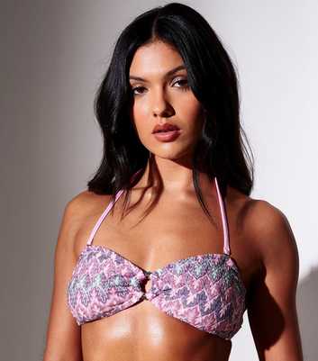 South Beach Purple Crochet Ring Banduea Bikini Top