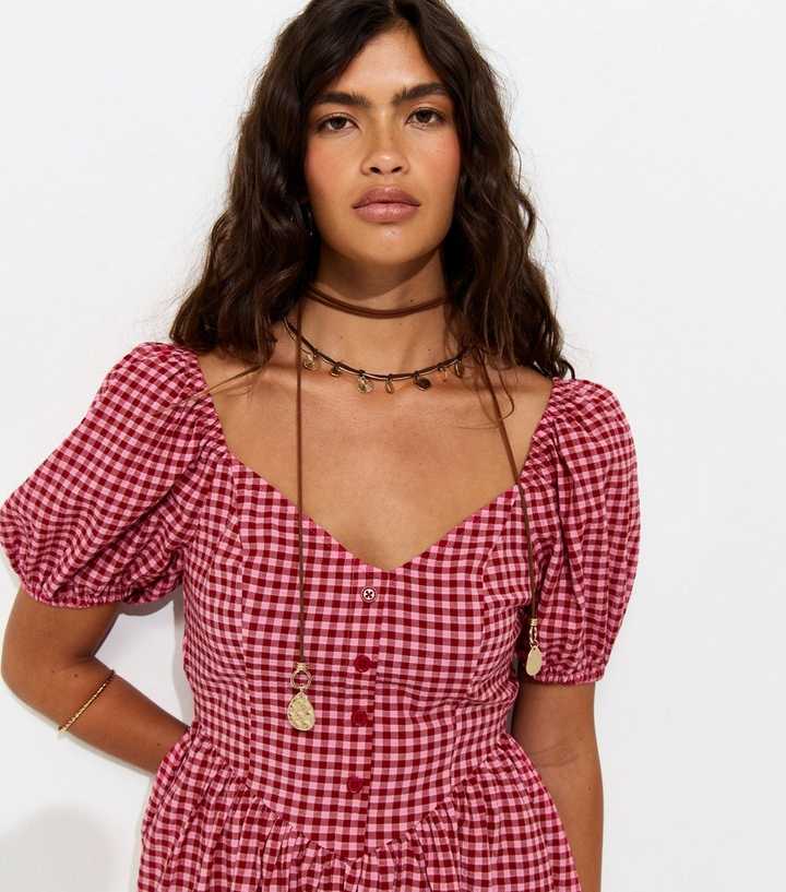 Pink Gingham Milkmaid Mini Dress | New Look