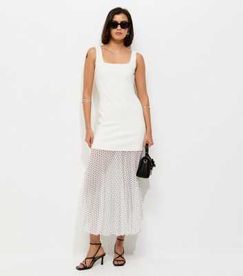White 2-in-1 Polka Dot Midi Dress