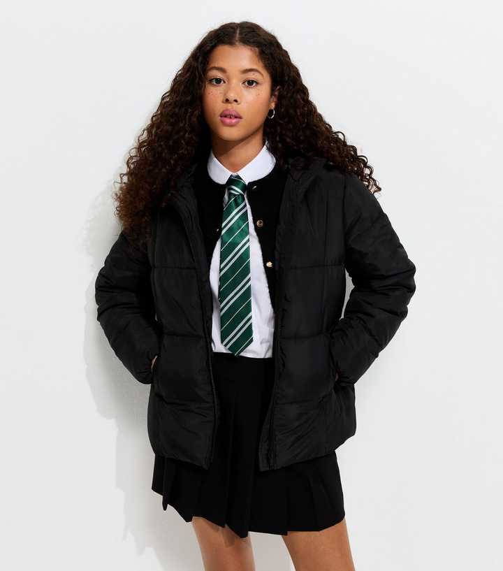 Girls Black Padded Hooded Jacket
