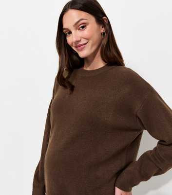 Maternity Brown Midweight Crew Neck Jumper