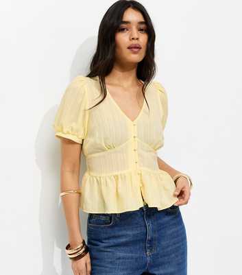 Light Yellow V Neck Tea Blouse