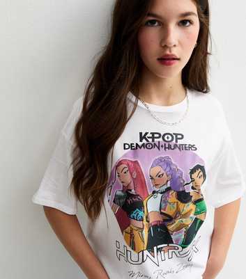 Girls White KPop Demon Hunters Print T-Shirt