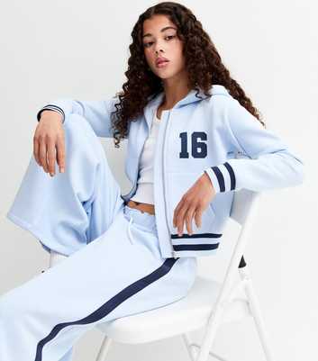 Girls Light Blue 16 Graphic Zip Through Hoodie