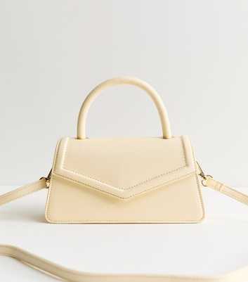 Light Yellow Faux Leather Flap Top Handle Bag