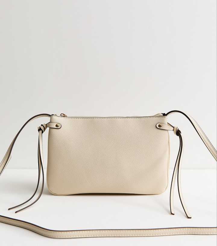 Cream Triple Compartment Crossbody Bag