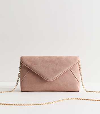 Light Pink Faux Suede Clutch Bag