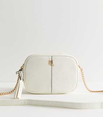 White Faux Leather Camera Cross Body Bag