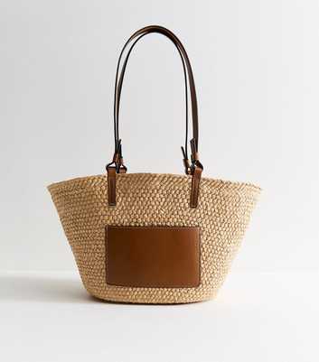 Stone Woven Pocket Straw Basket Bag