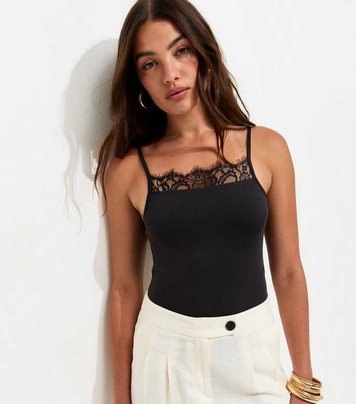 Black Lace Insert Bodysuit