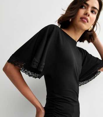 Black Lace Trim Short Sleeve Corset Top