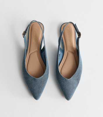 Light Blue Chambray Pointy Slingback Flats