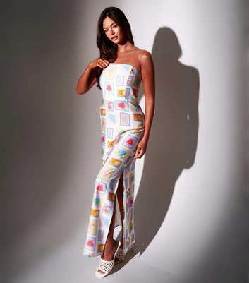 South Beach Multicoloured Postcard Print Bandeau Maxi Dress